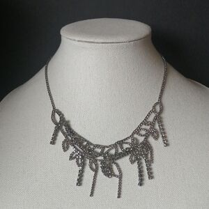 Simply Vera Wong Necklace Avant Garde Urregular Design Gray Rhinestone Silverton